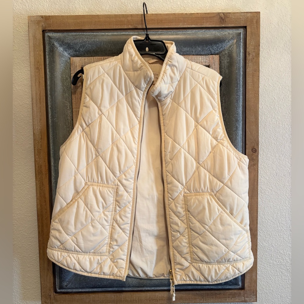 J. Crew Quilted Cream Puffer Vest